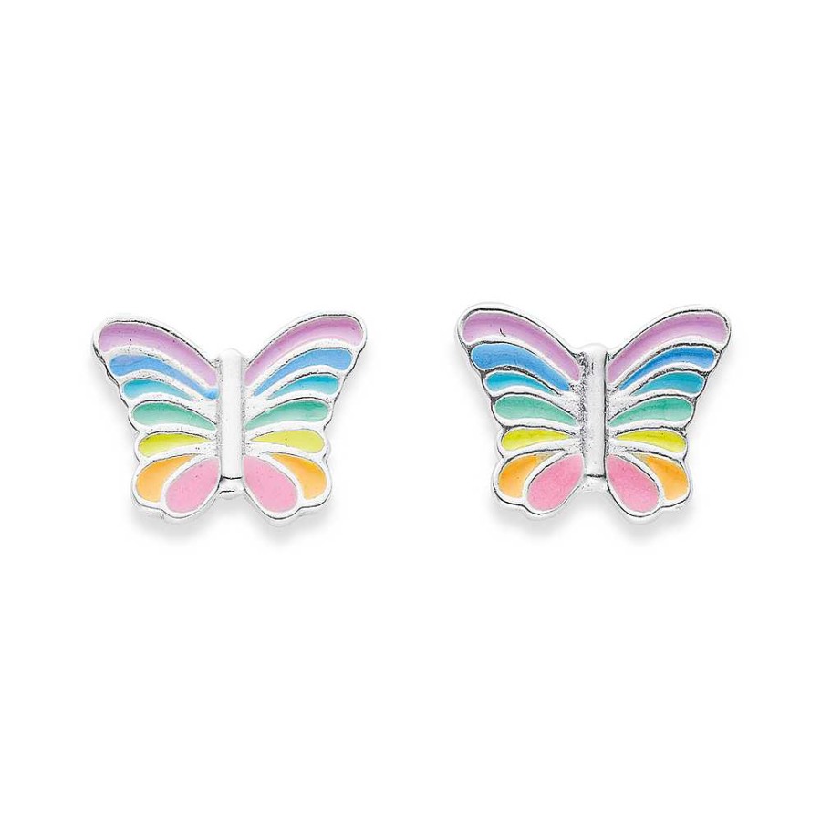 Earrings Pascoes | Sterling Silver Enamel Butterfly Studs