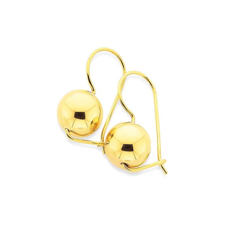 Earrings Pascoes | 9Ct Gold 10Mm Euroball Earrings