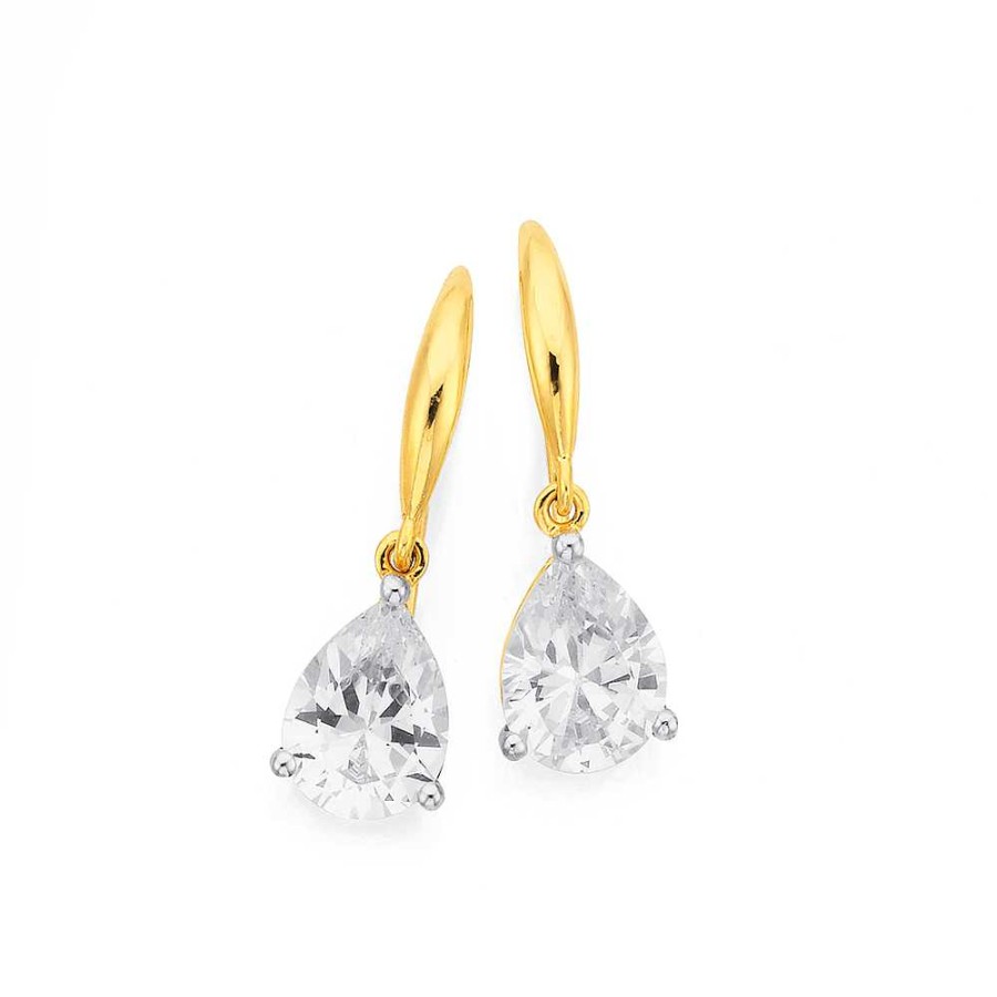 Earrings Pascoes | 9Ct Cubic Zirconia Pear Drop Earrings