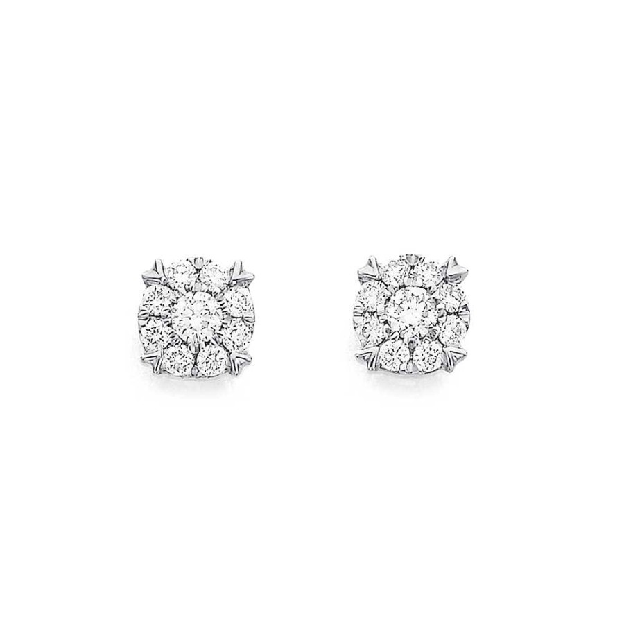 Earrings Pascoes | 9Ct White Gold Studs Tdw=.25Ct