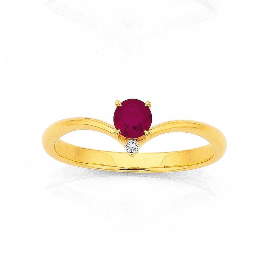 Rings Pascoes | 9Ct Ruby With Diamond Ring