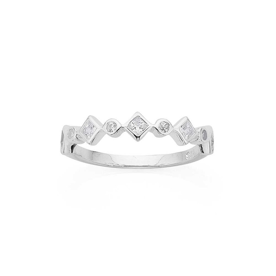 Rings Pascoes | Sterling Silver Cz Geometric Stacker Ring