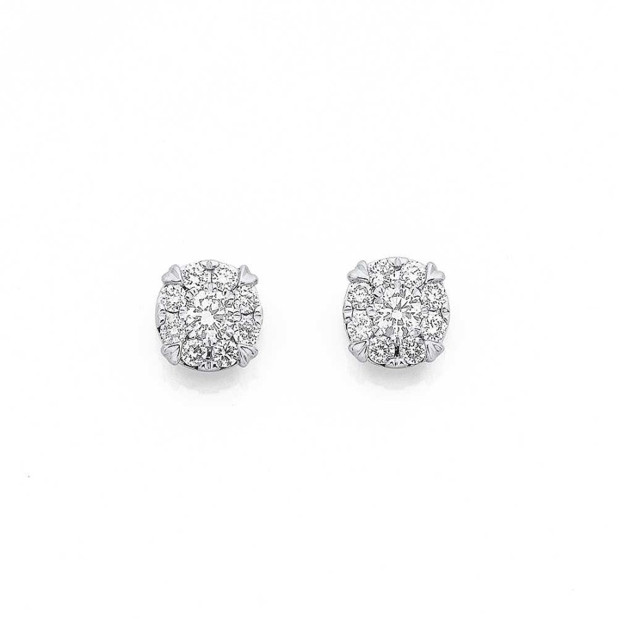 Earrings Pascoes | 9Ct White Gold Diamond Earrings Tdw=.50Ct