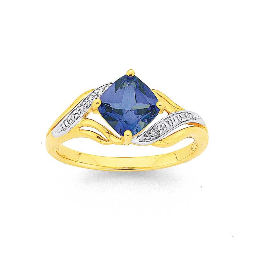 Rings Pascoes | 9Ct Created Sapphire And Diamond Swirl Ring