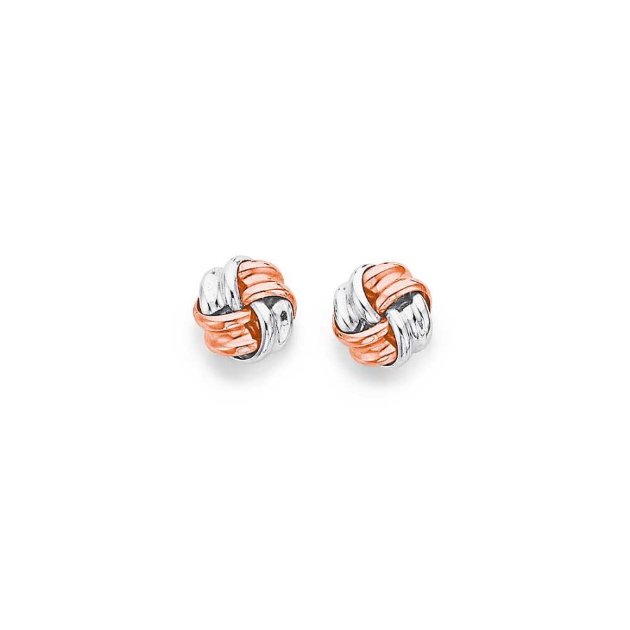 Earrings Pascoes | 9Ct Rose Gold & Sterling Silver Knot Studs