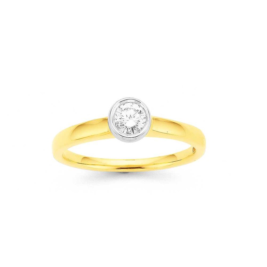 Rings Pascoes | 9Ct Diamond Solitaire Rubover Ring Tdw=.30Ct