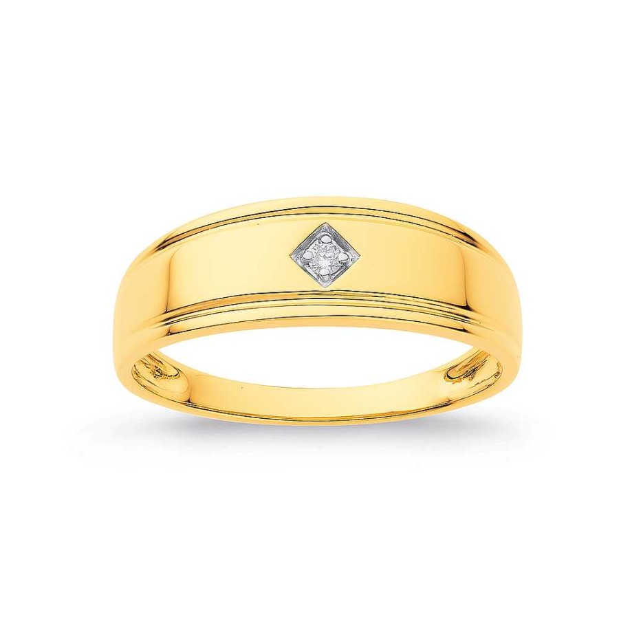 Rings Pascoes | 9Ct Diamond In Triangle Inset Ring