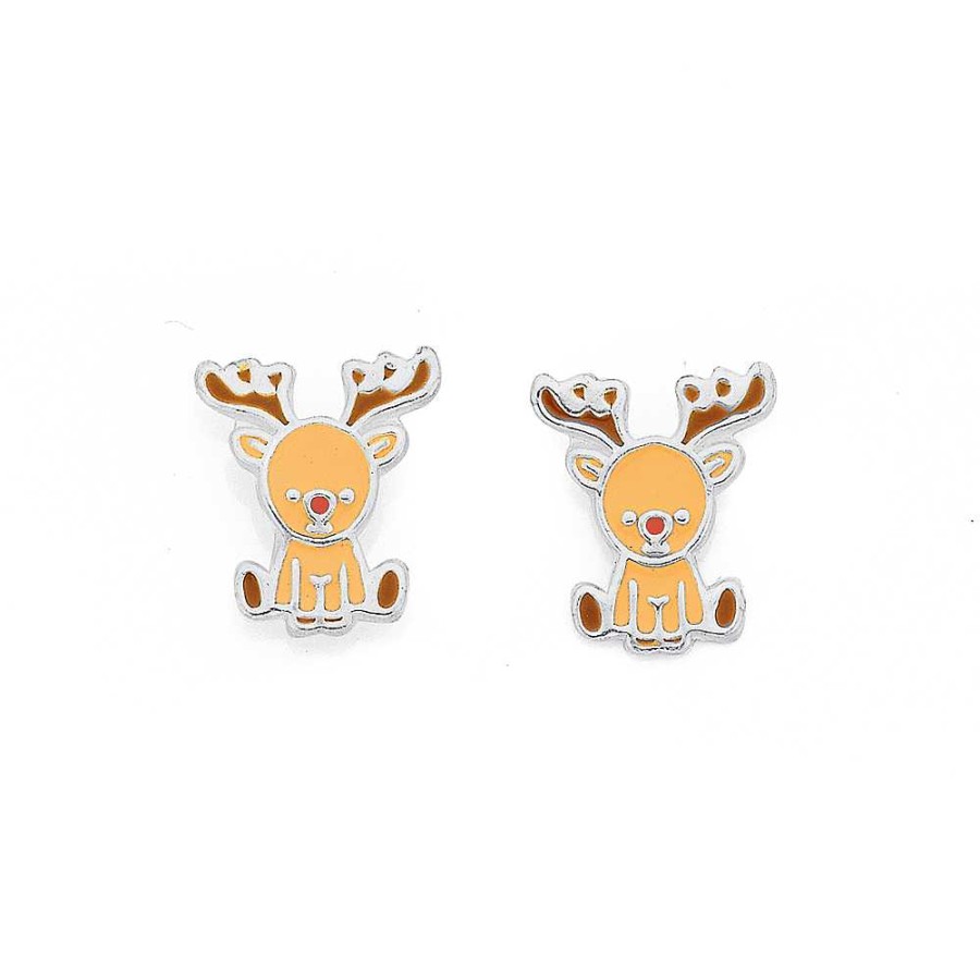 Earrings Pascoes | Sterling Silver Enamel Reindeer Studs