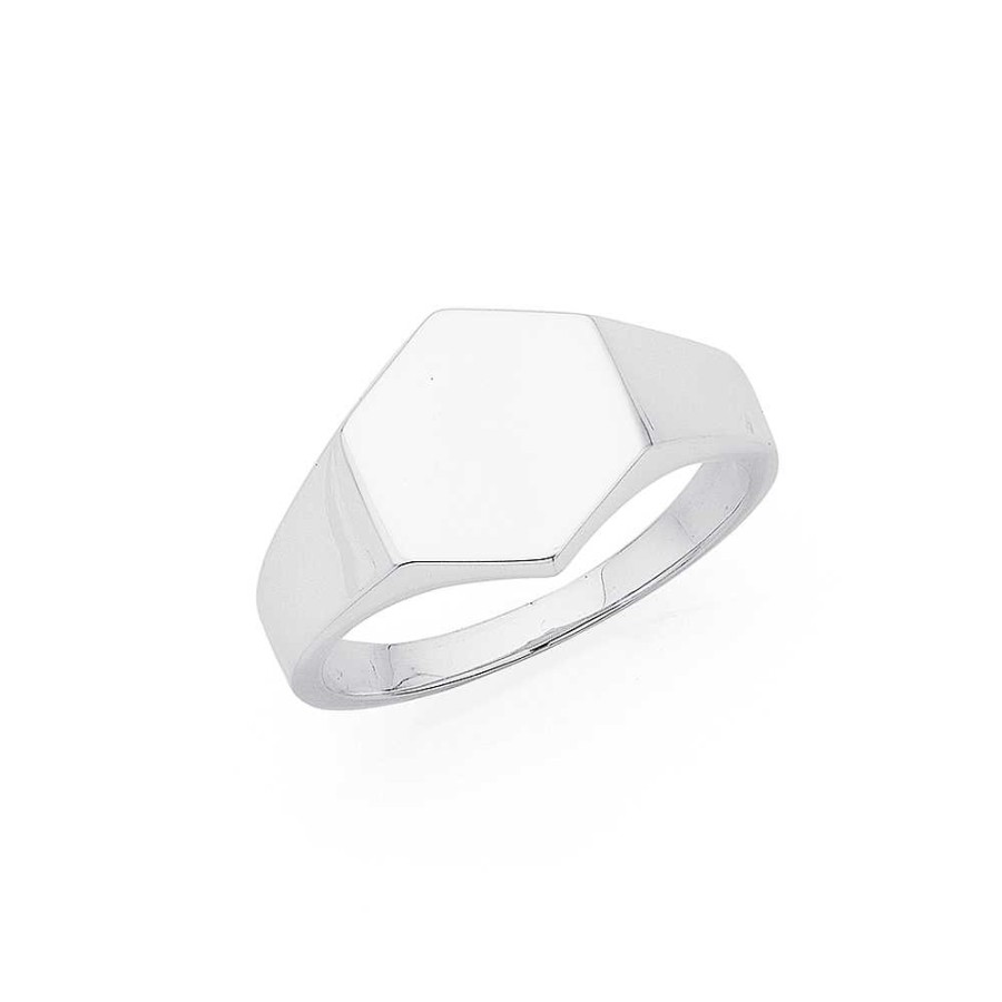 Rings Pascoes | Sterling Silver Hexagon Signet Ring