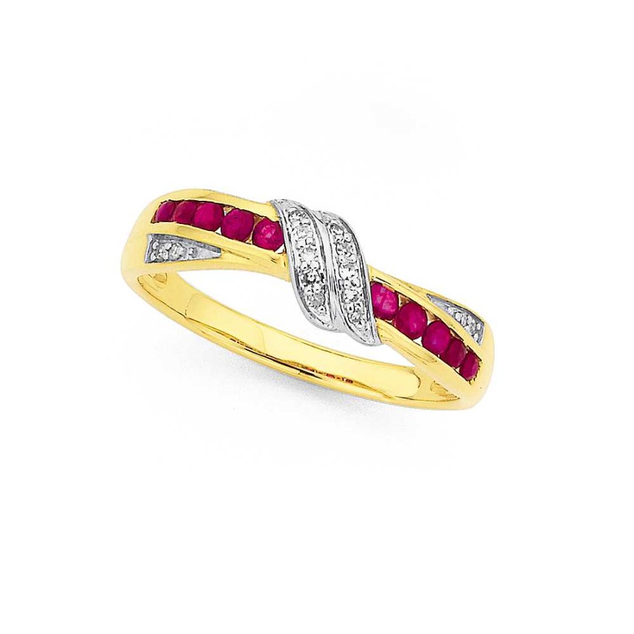 Rings Pascoes | 9Ct Ruby & Diamond Ring