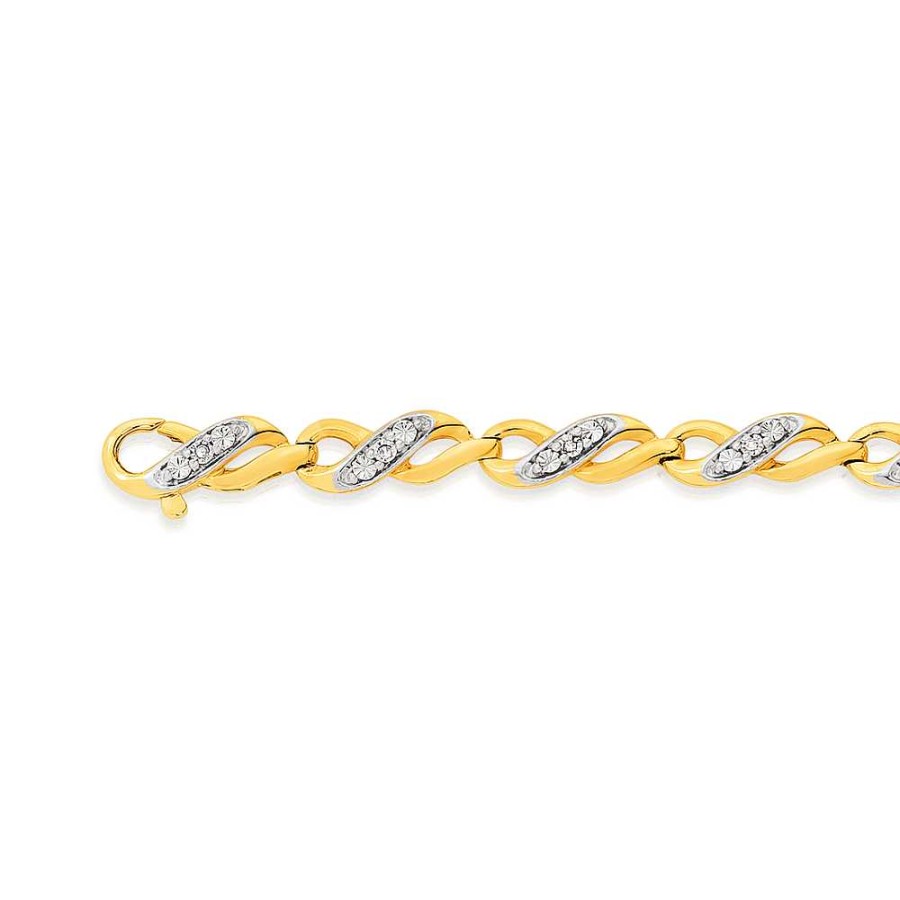 Diamonds Pascoes | 9Ct Gold Diamond Infinity Link Bracelet