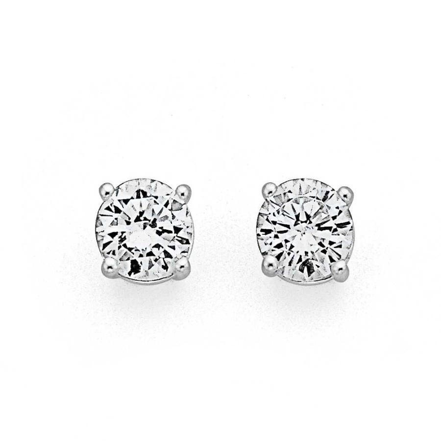 Earrings Pascoes | Sterling Silver 6Mm Cubic Zirconia Studs