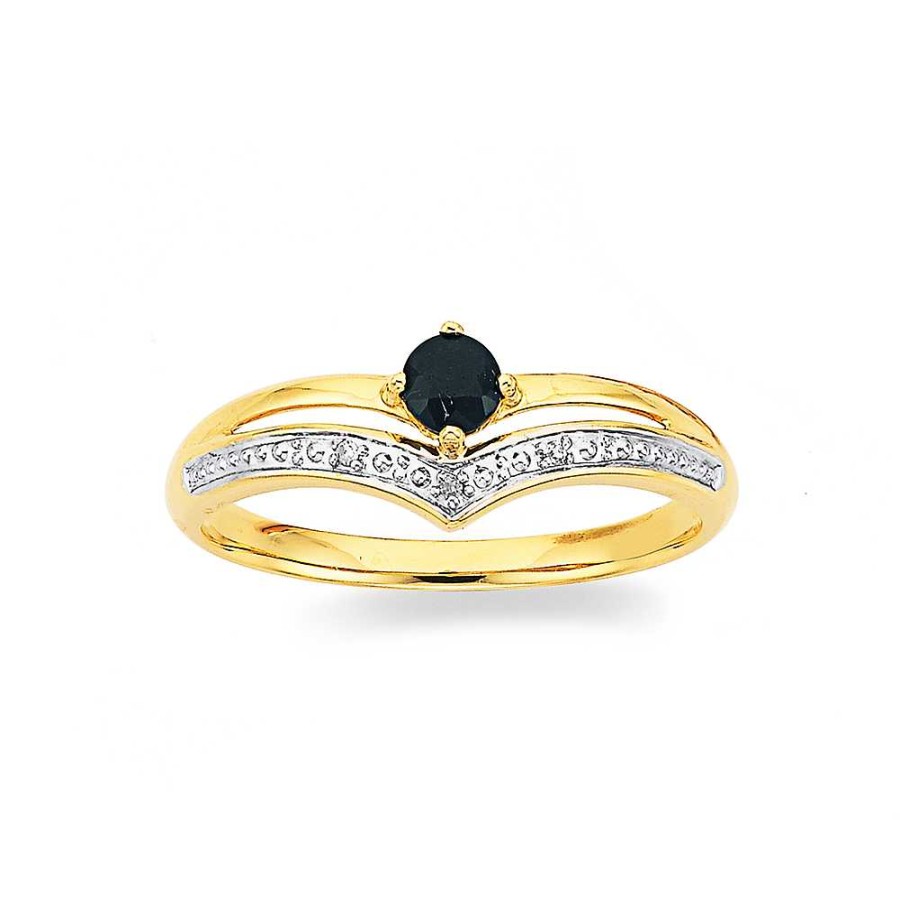 Rings Pascoes | 9Ct Black Sapphire & Diamond Ring