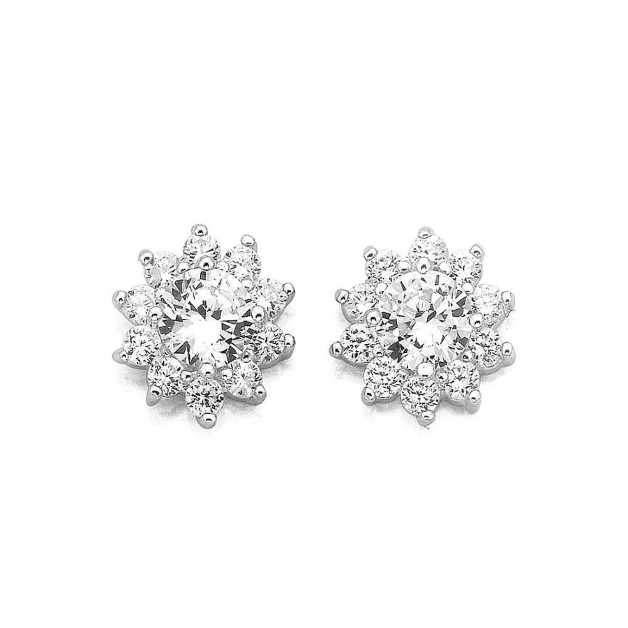 Earrings Pascoes | Sterling Silver Cubic Zirconia Cluster Studs