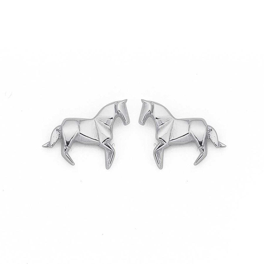 Earrings Pascoes | Sterling Silver Origami Horse Studs