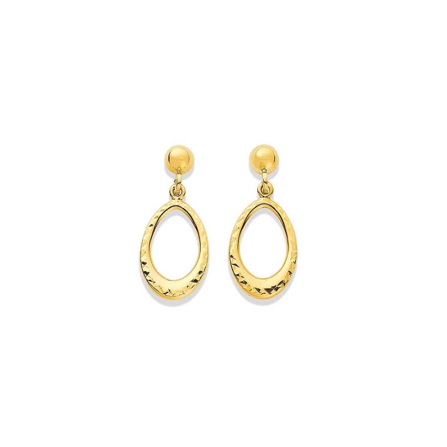 Earrings Pascoes | 9Ct Gold Oval Drop Stud Earrings