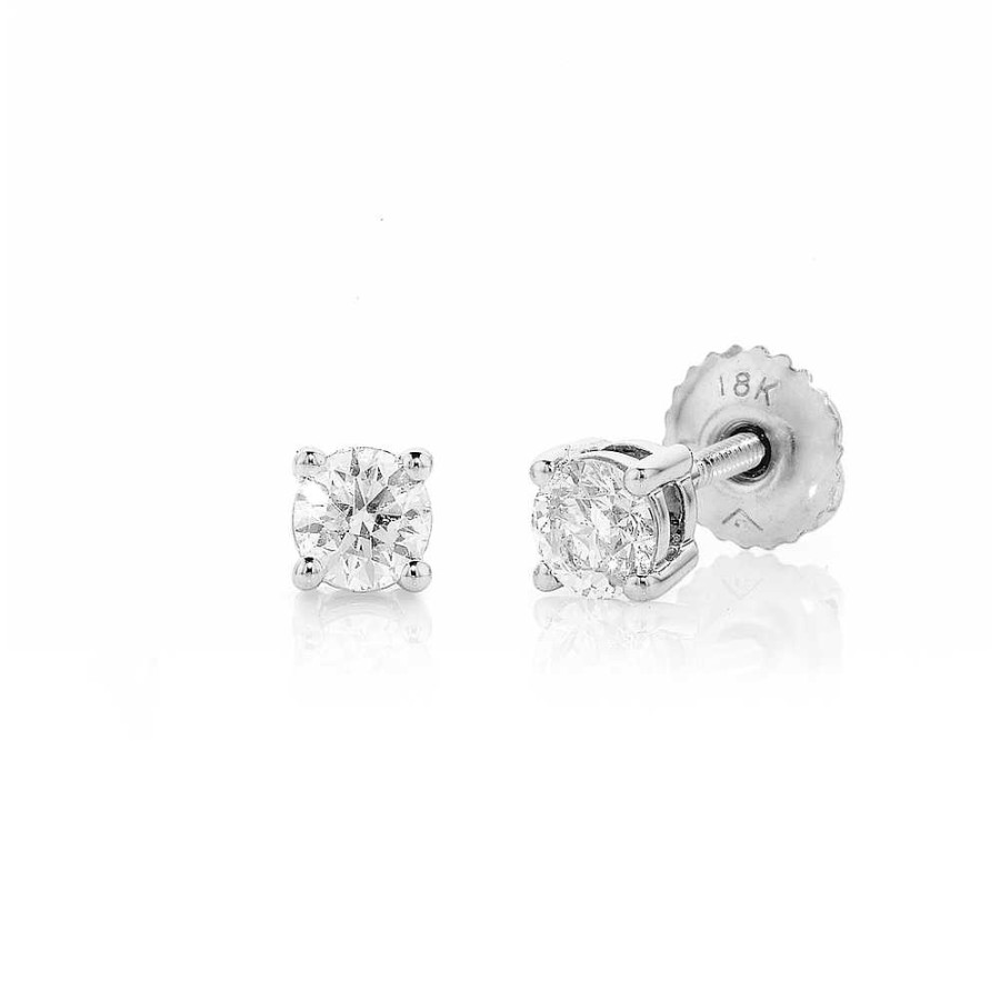 Earrings Pascoes | 18Ct White Gold Screwback Studs Tdw=.50Ct