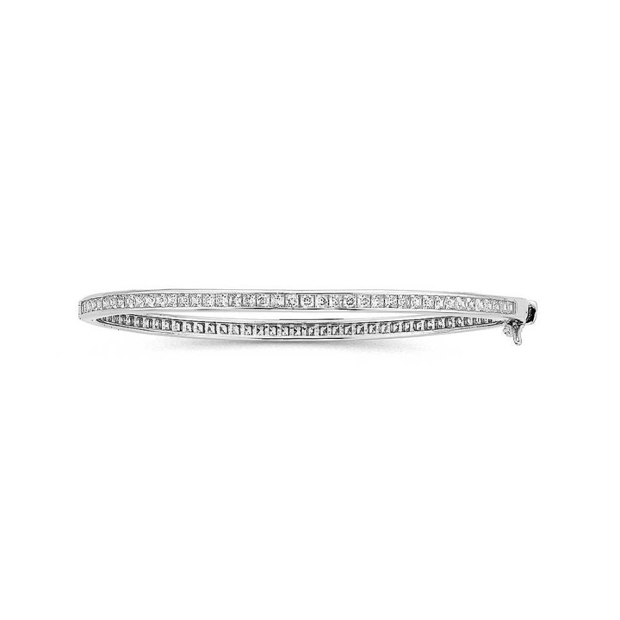 Bangles Pascoes | Sterling Silver 65Mm Cubic Zirconia Bangle