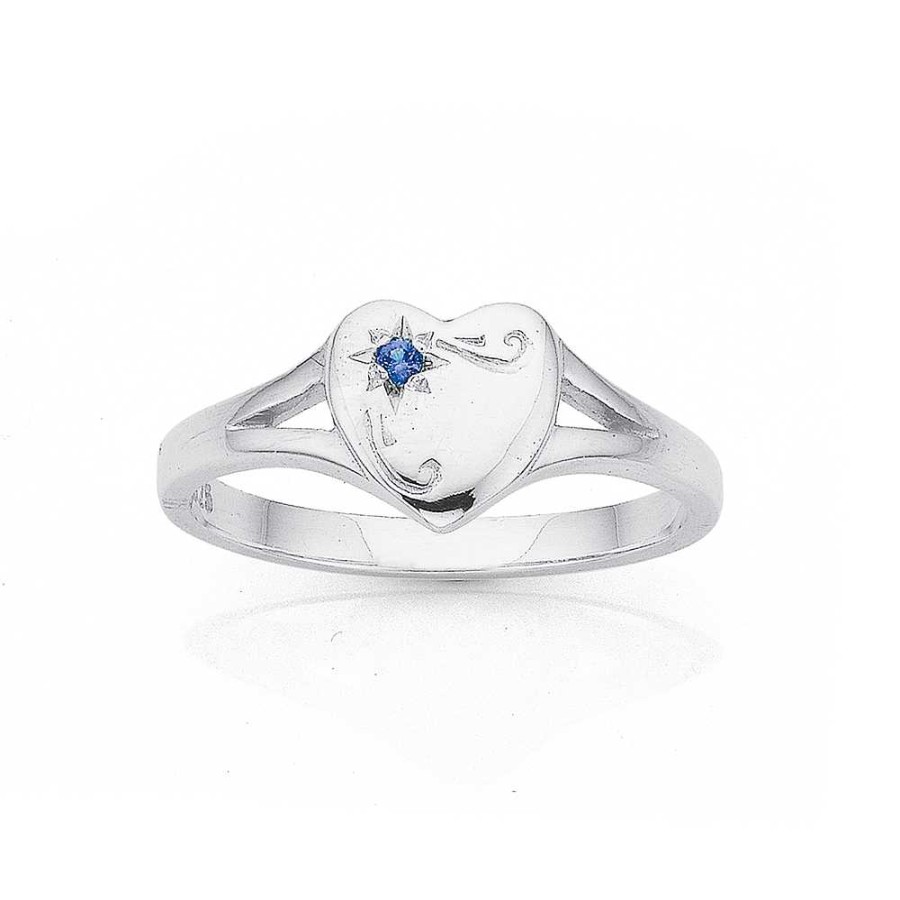 Rings Pascoes | Sterling Silver Blue Cubic Zirconia Signet Ring