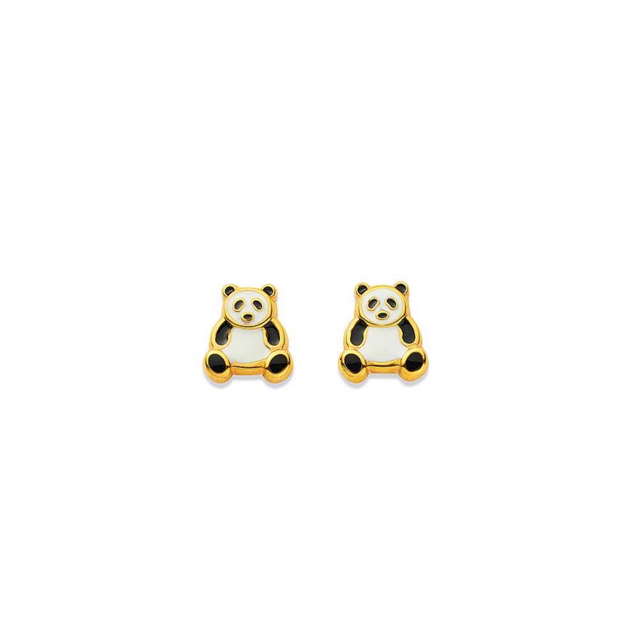 Earrings Pascoes | 9Ct Enamel Panda Earrings