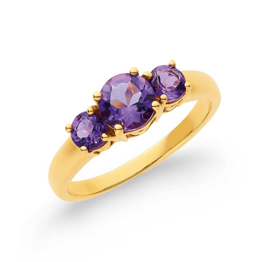 Rings Pascoes | 9Ct Amethyst Triolgy Ring