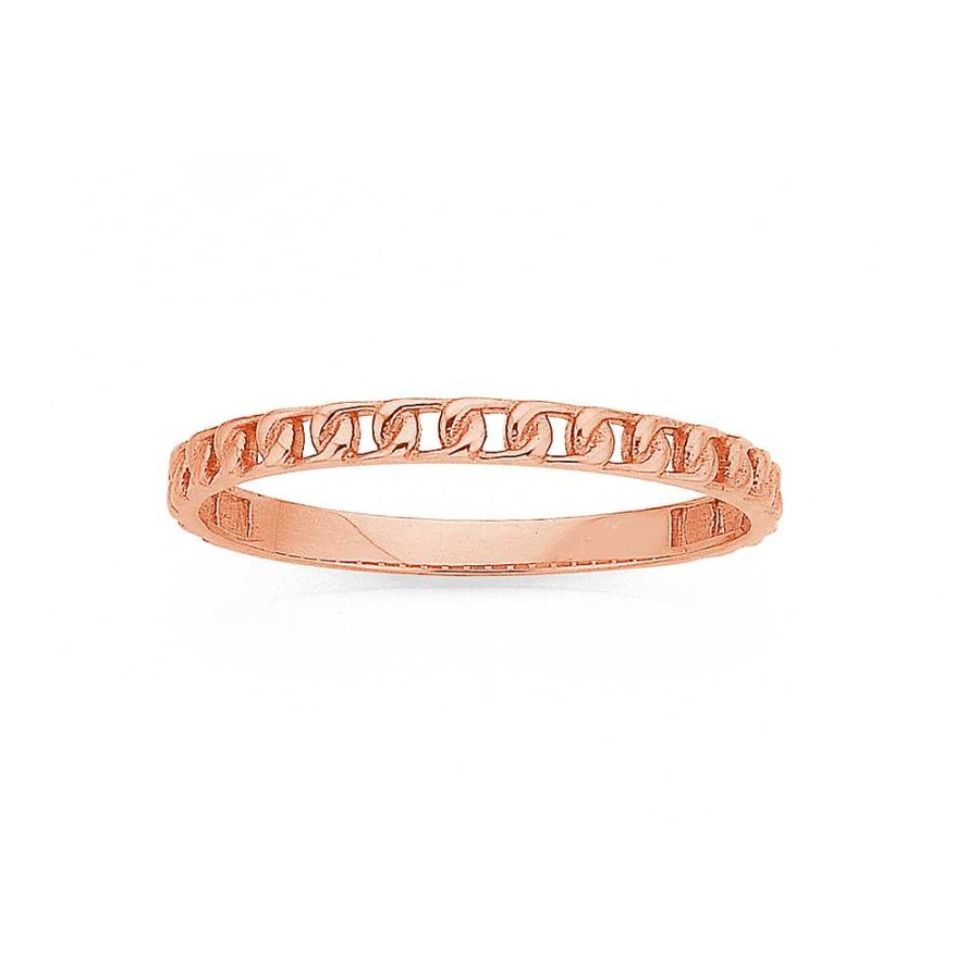 Rings Pascoes | 9Ct Rose Gold Chain Link Stacker Ring