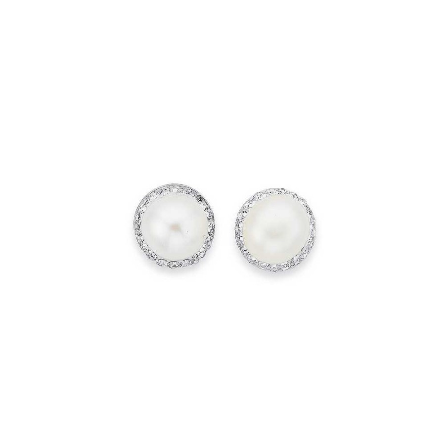 Earrings Pascoes | Sterling Silver Freshwater Pearl & Crystal Studs