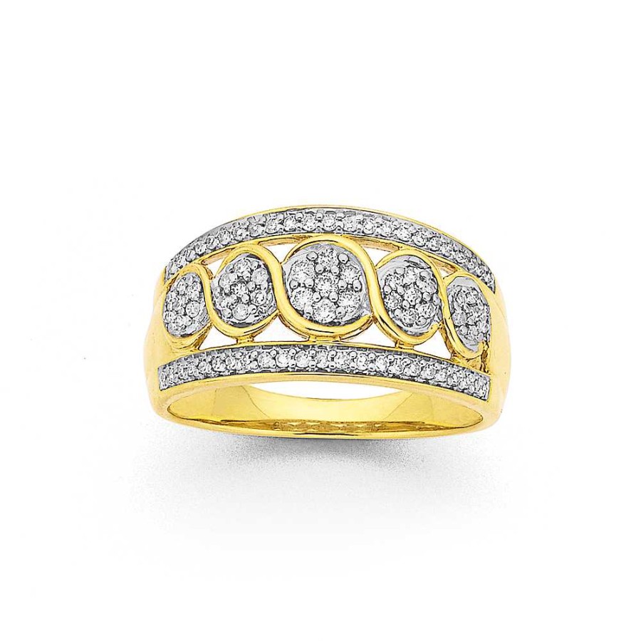 Rings Pascoes | 9Ct Wide Diamond Dress Ring Tdw=.34Ct