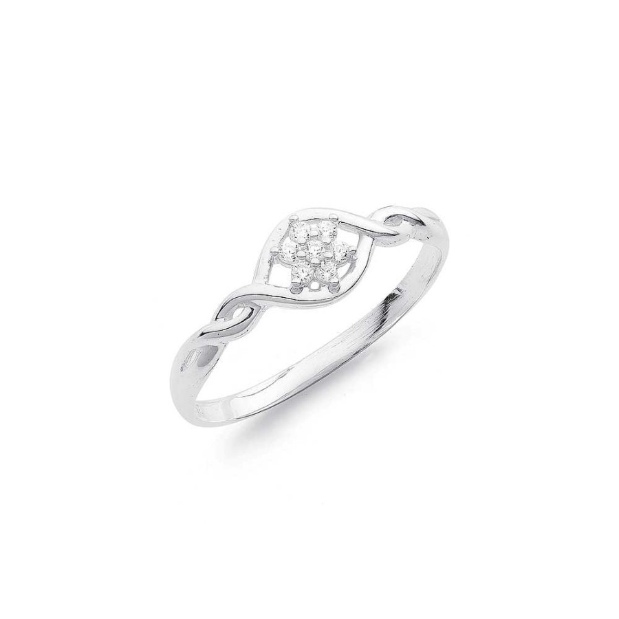 Rings Pascoes | Sterling Silver Cubic Zirconia Flower Ring