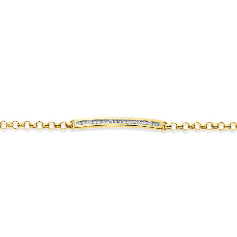 Diamonds Pascoes | 9Ct Diamond Id Belcher Bracelet Tdw=.15Ct