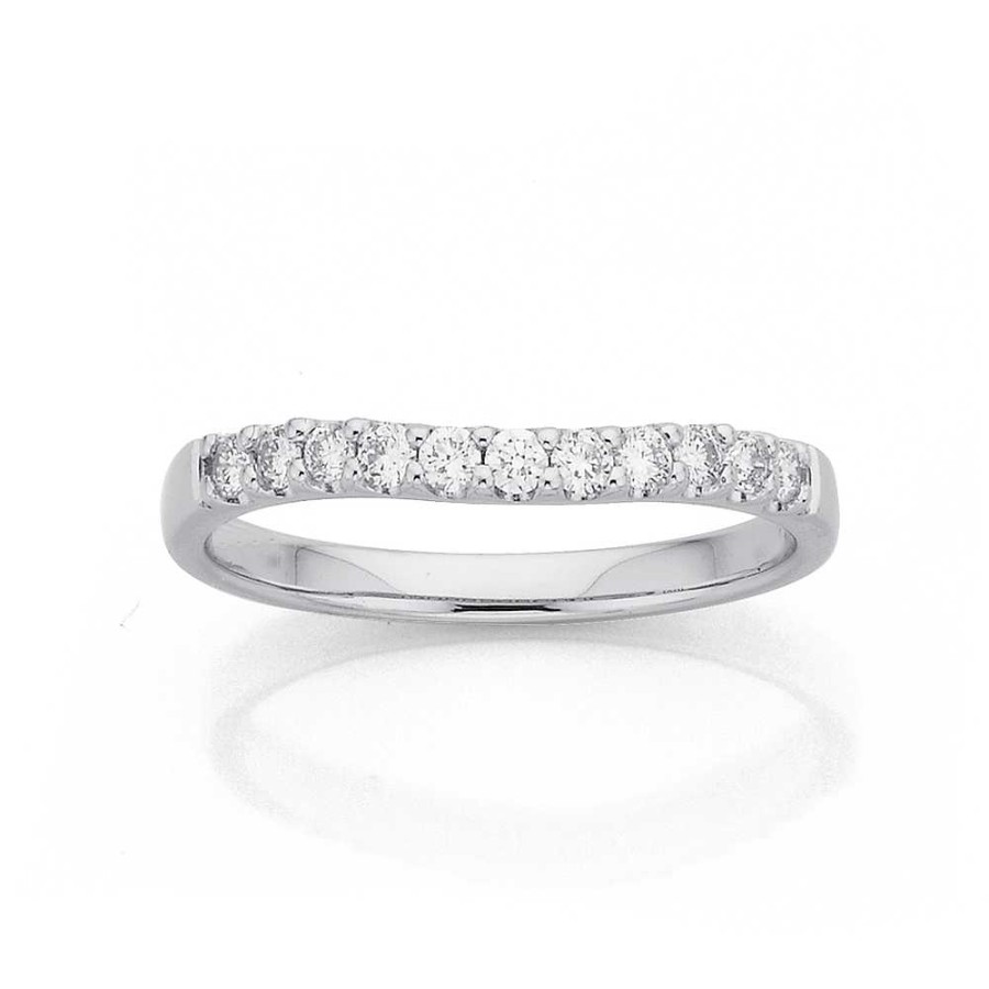 Rings Pascoes | 9Ct White Gold Curve Diamond Ring Tdw=.25Ct