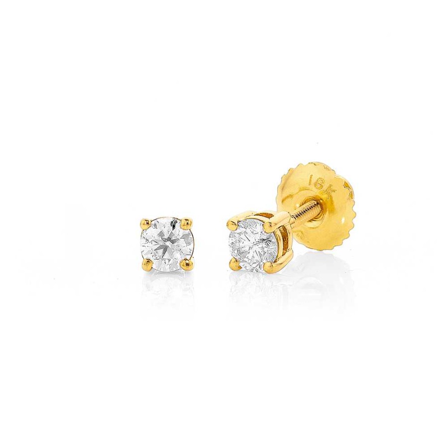 Earrings Pascoes | 18Ct Diamond Screwback Studs Tdw=.34Ct