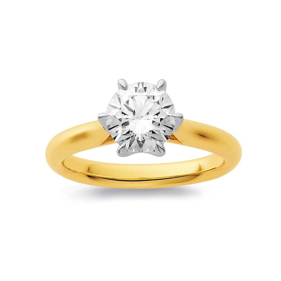 Rings Pascoes | 14Ct Gold, Element Lab Diamond 1.5Ct Solitaire Ring With 6 Claws