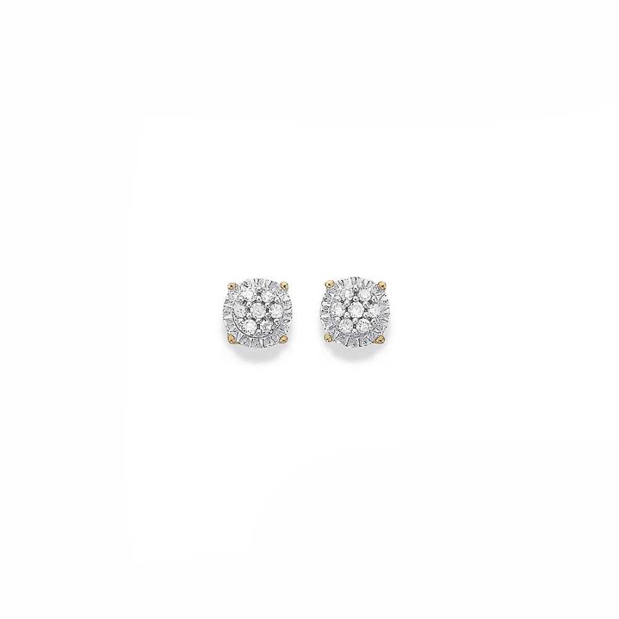 Earrings Pascoes | 9Ct, Diamond Cluster Stud Earrings