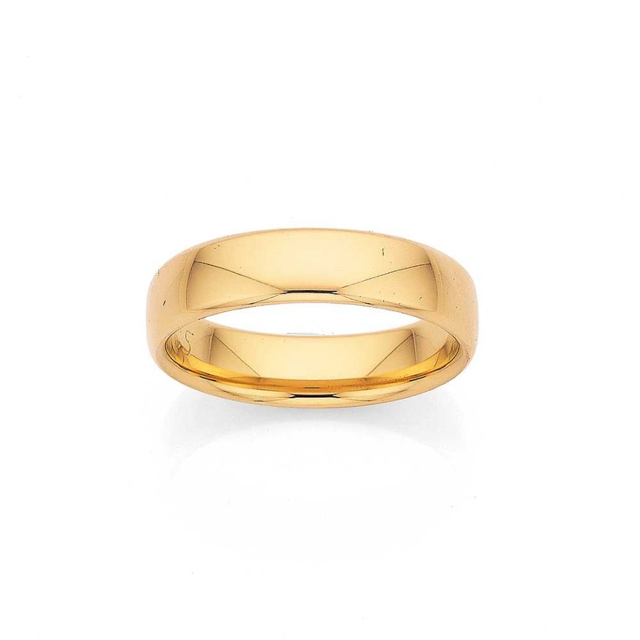 Rings Pascoes | 9Ct Plain Wedding Band 5Mm Wide Size R