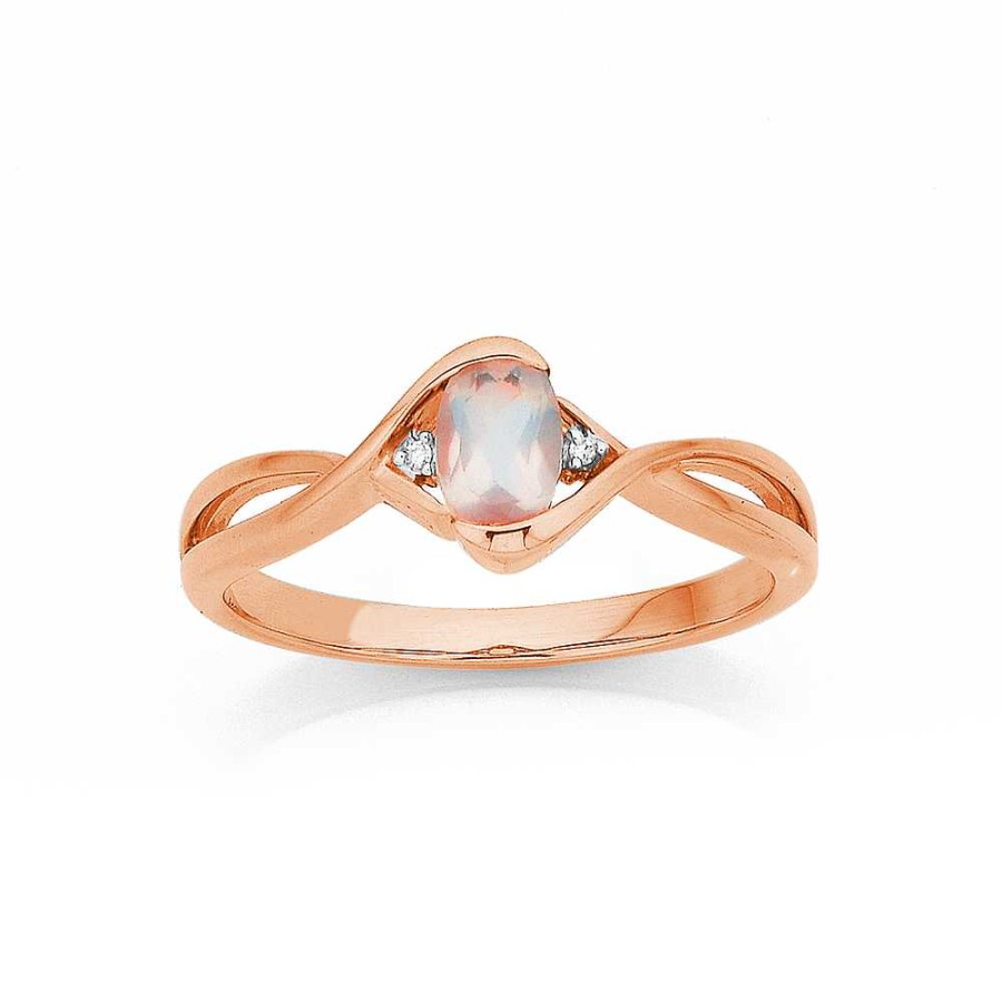 Rings Pascoes | 9Ct Rose Quartz & Diamond Ring