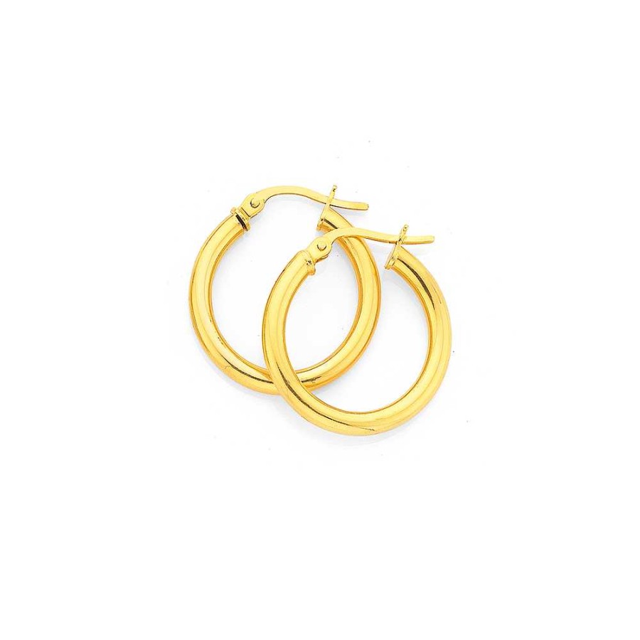 Earrings Pascoes | 9Ct 15Mm Polished Hoop Earrings