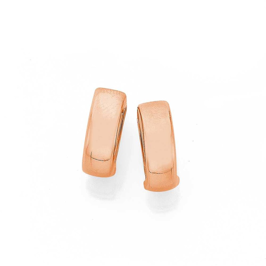 Earrings Pascoes | 9Ct 10Mm Rose Gold Polished Huggie Earrings