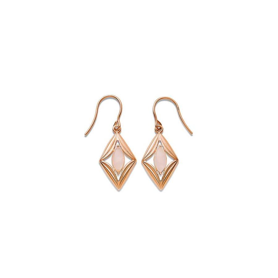 Earrings Pascoes | 9Ct Rose Gold Rose Quartz Earrings