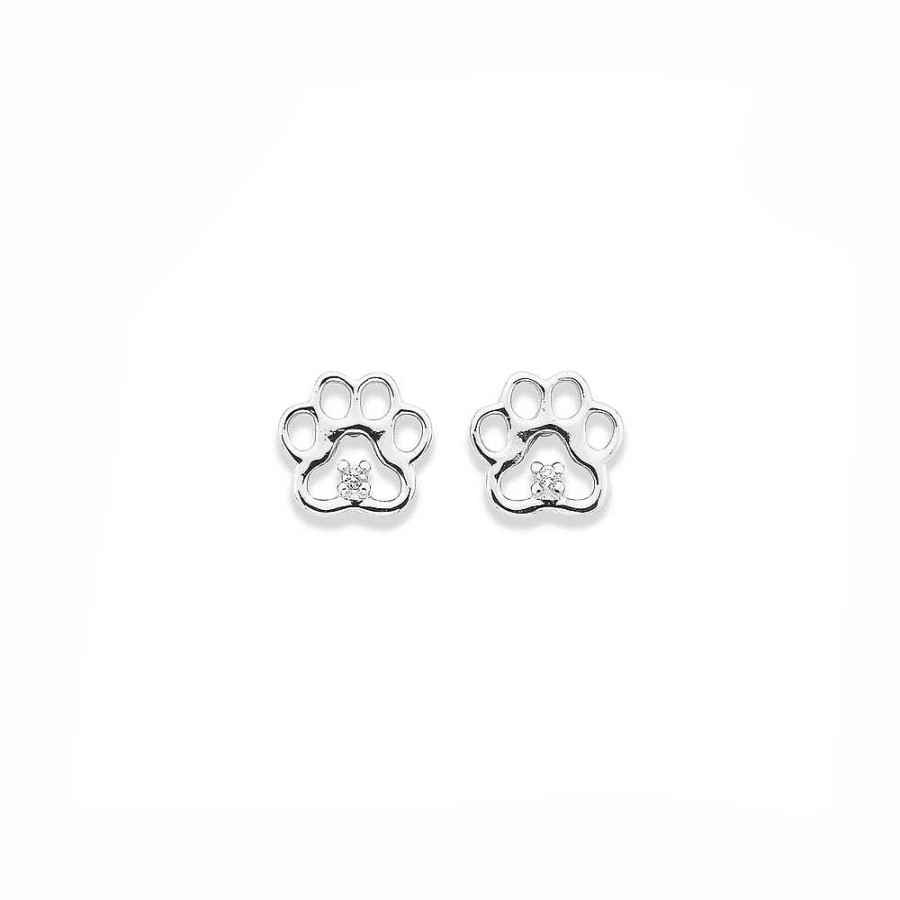 Earrings Pascoes | Sterling Silver Cz Paw Print Studs