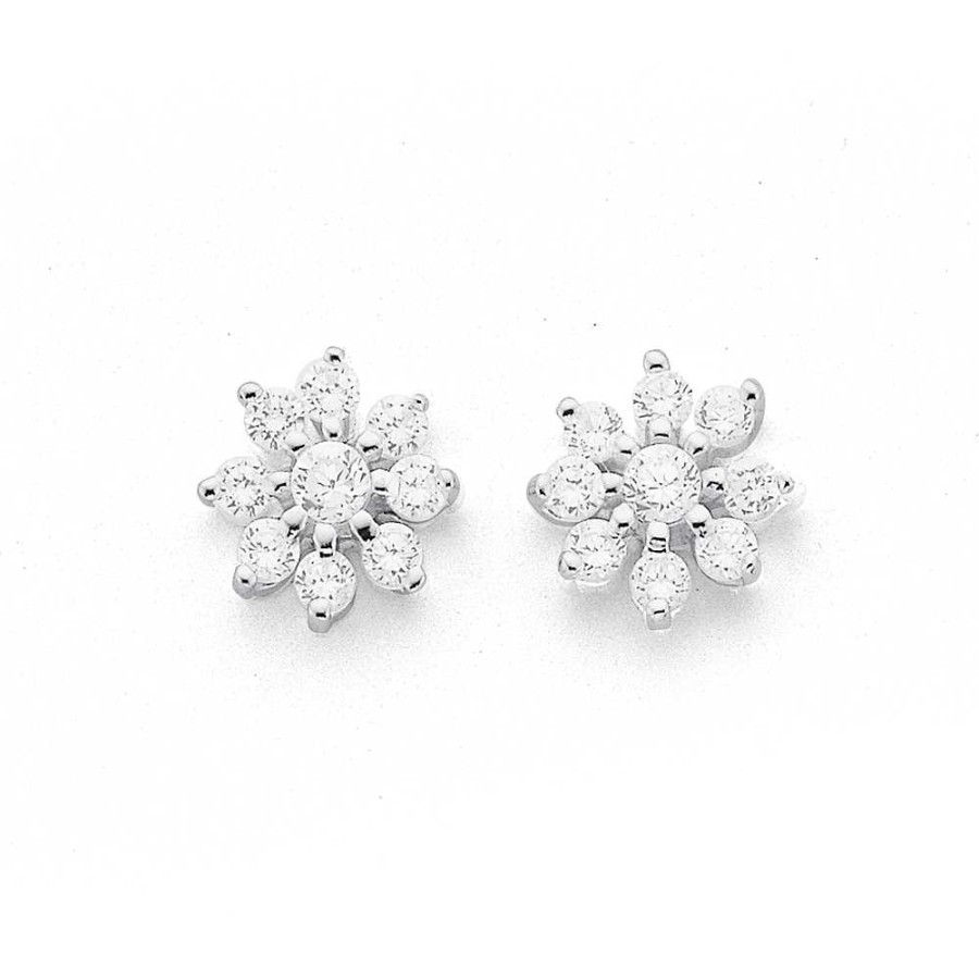 Earrings Pascoes | Sterling Silver Cubic Zirconia Cluster Studs