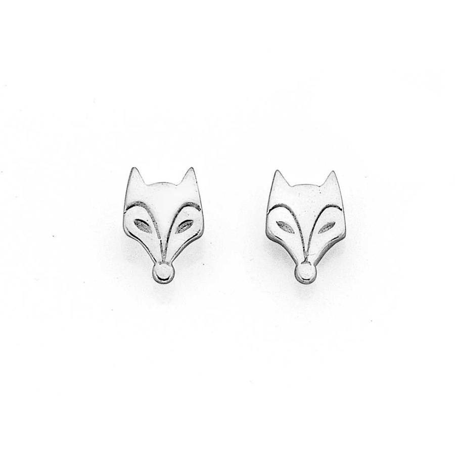 Earrings Pascoes | Fox Face Stud Earrings In Sterling Silver