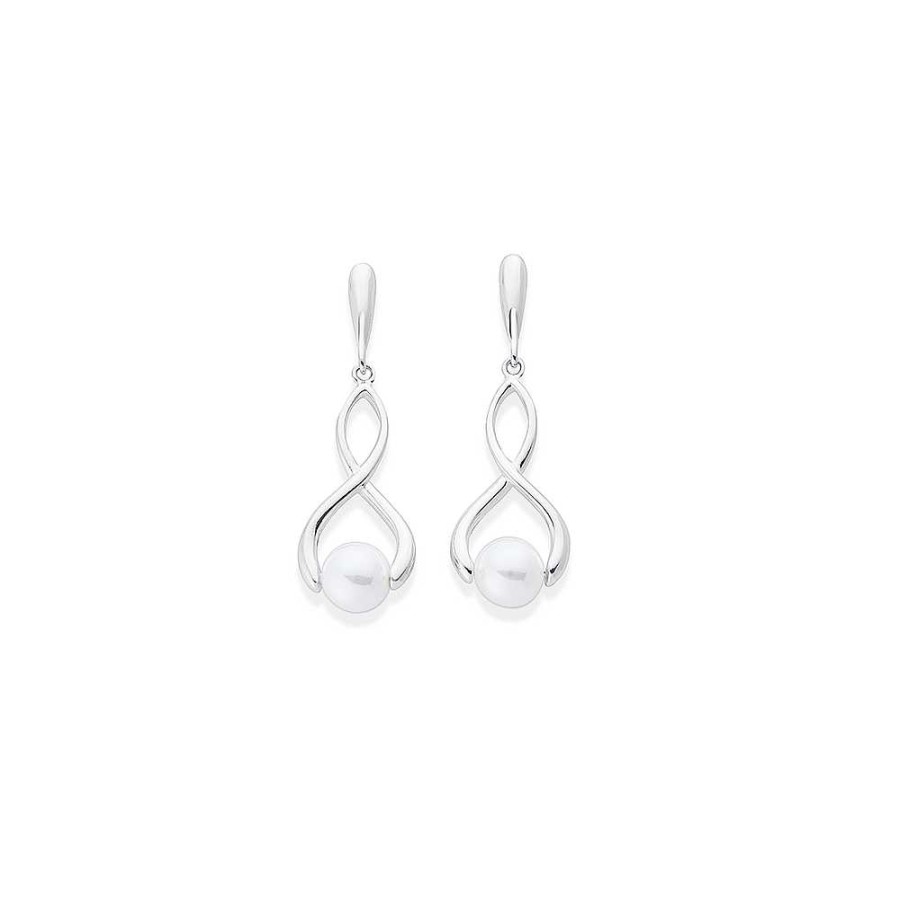 Earrings Pascoes | Sterling Silver Freshwater Pearl Infinity Earrings