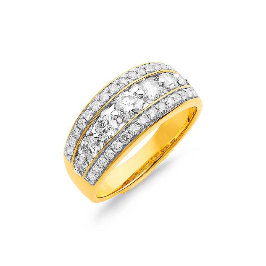 Rings Pascoes | 9Ct Three Row Diamond Ring Tdw=1.25Ct