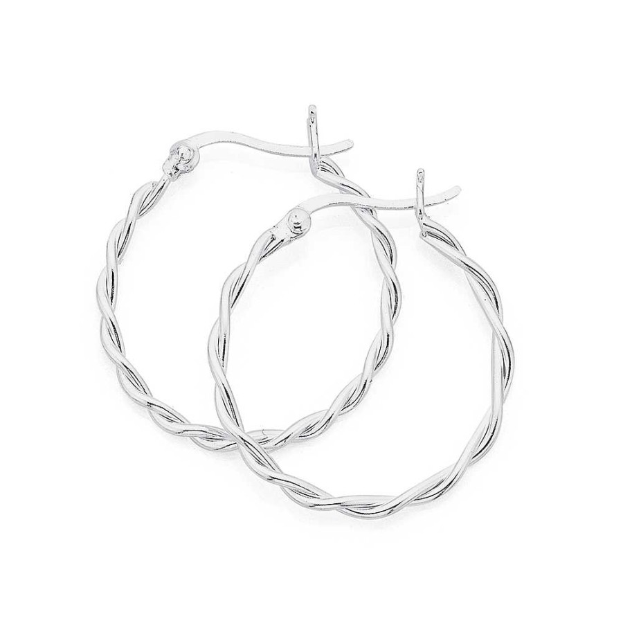 Earrings Pascoes | Sterling Silver 25Mm Twist Hoop Earringss