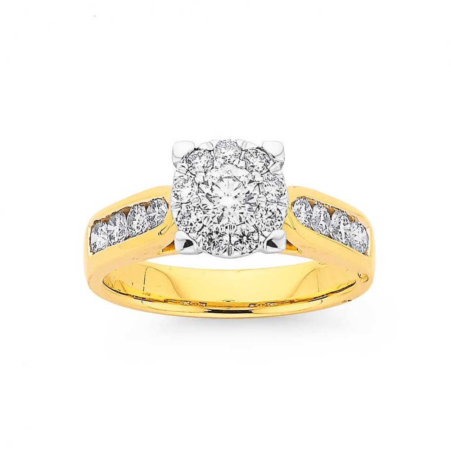 Rings Pascoes | 18Ct Gold Diamond Cluster Engagement Ring