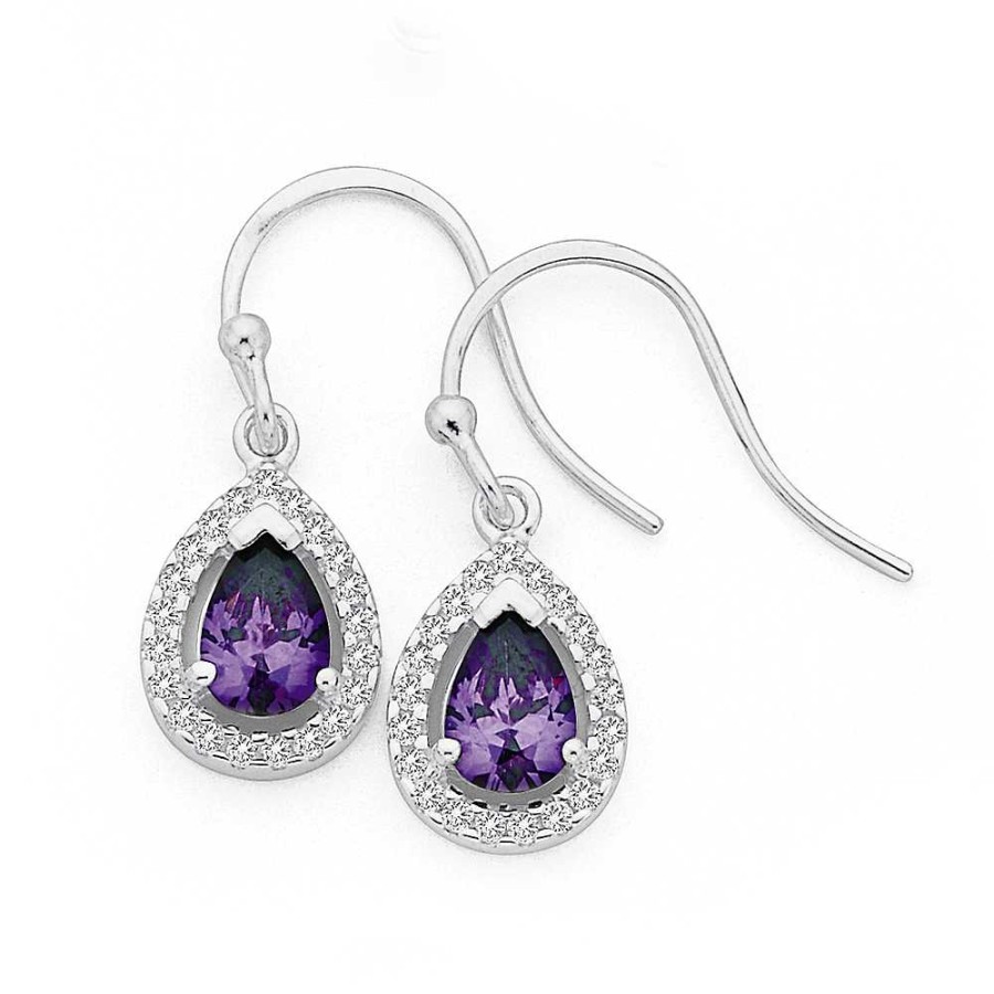 Earrings Pascoes | Sterling Silver Cubic Zirconia Pear Shape Earrings