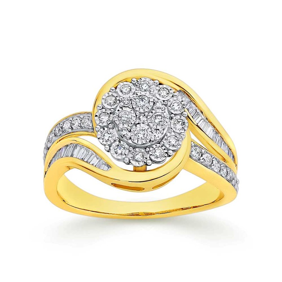 Rings Pascoes | 9Ct Gold Diamond Swirl Ring