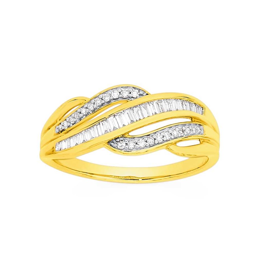 Rings Pascoes | 9Ct Gold Diamond Swirl Dress Ring