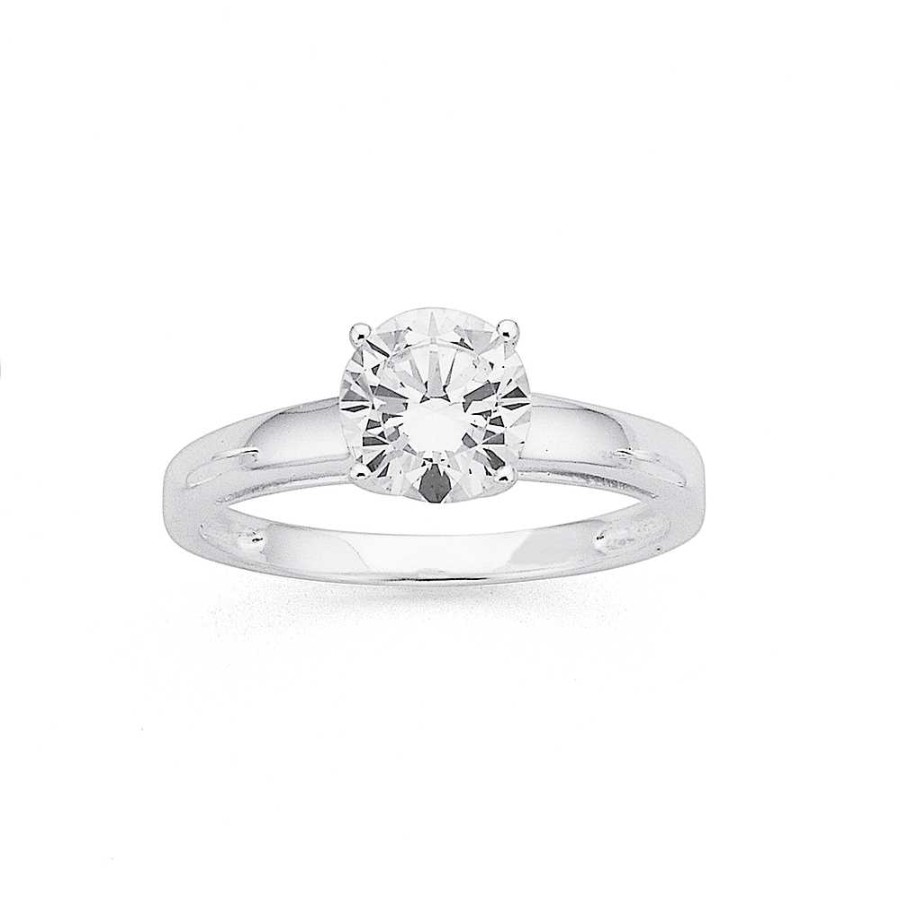 Rings Pascoes | Sterling Silver Cubic Zirconia Four-Claw Ring